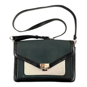 Dune London Colorblock Crossbody Bag Parisian Retro Green Gold Turn Lock